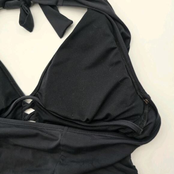 Bleu Rod Beattie Swim Women 10 Black Bathing Suit One Piece Bikini Halter Ruched - Picture 8 of 10